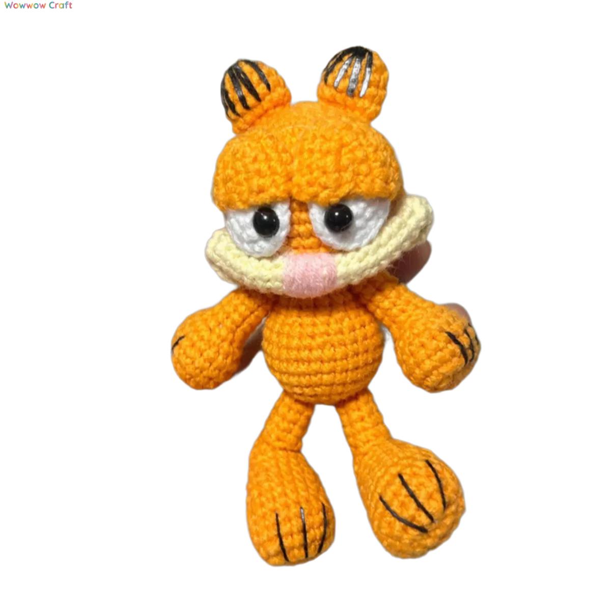 Handmade Crochet Garfield Doll - Crochet keychain,handmade crochet bags, custom amigurumi dolls, woven tote bags, eco-friendly gifts, unique crochet toys, organic yarn crafts, personalized crochet, handmade plushies, boho crochet accessories, sustainable handmade gifts